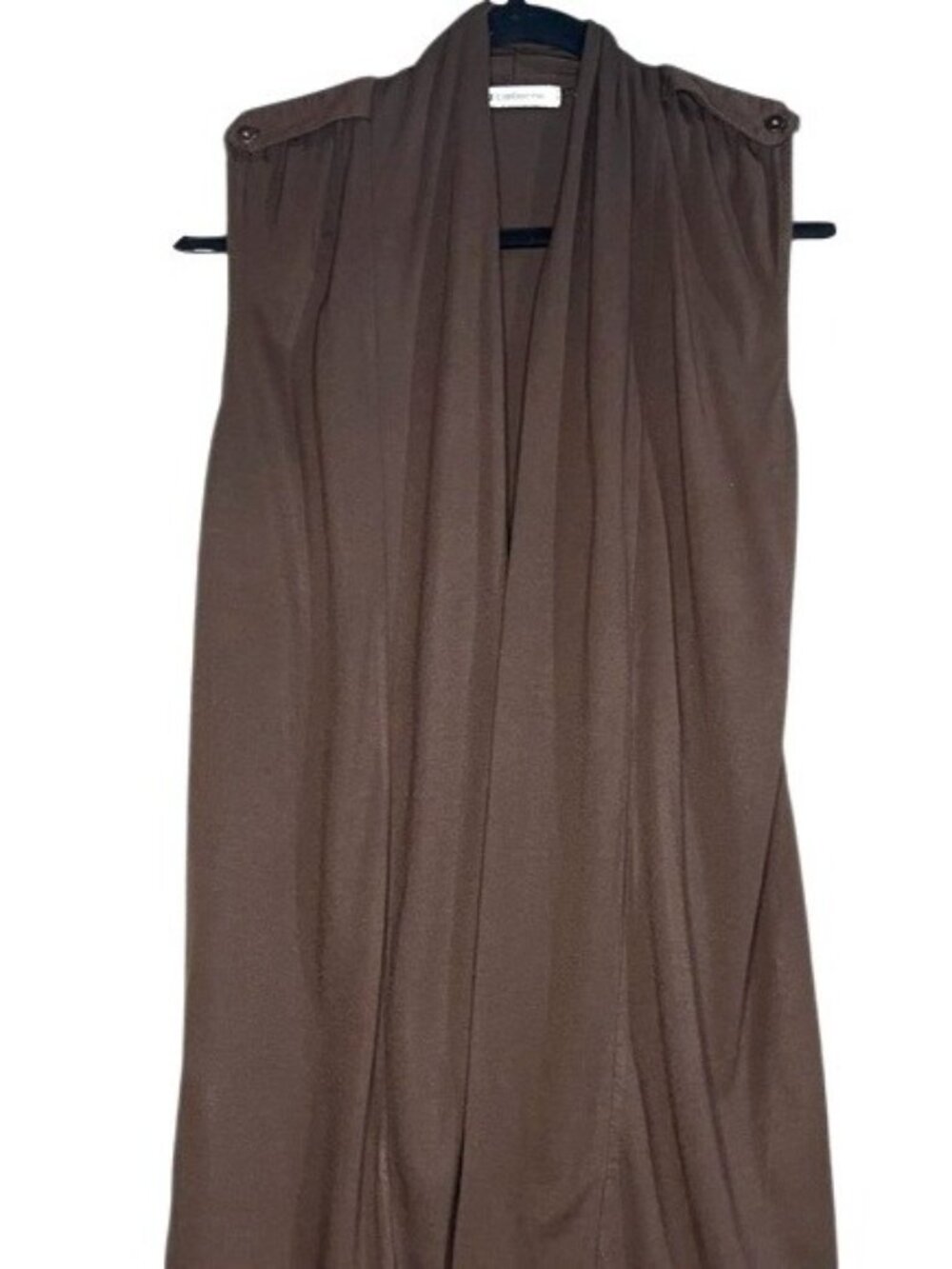 Liz Claiborne Women's Sleeveless Brown Draped Open Cardigan Vest Women’s Size M - Picture 8 of 11